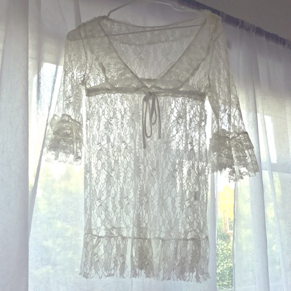 White Lace Tunic Mini Dress XS/S - Picture 2 of 4